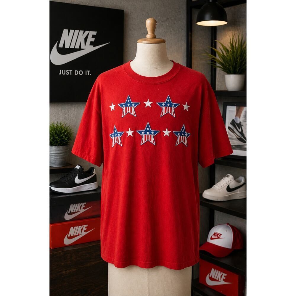 Vintage Iced T’s Jerzees Patriotic Americana Embroidered Star Tee XL